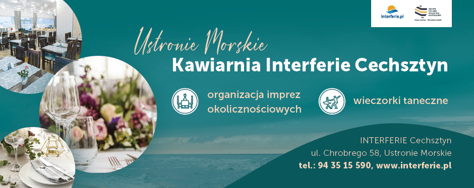 Advertising agency and outdoor advertising design (banner) for Interferie Cechsztyn café. Graphic refers to press ads and trade fair stands in the HoReCa, Tourism, and Hospitality industries.