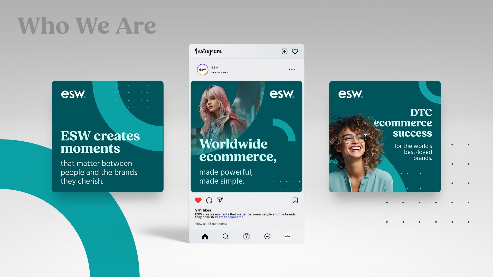 Alt: Grafiki reklamowe i kreacje do kampanii reklamowych Eshopworld. Wizualizacje dla e-commerce i social media.