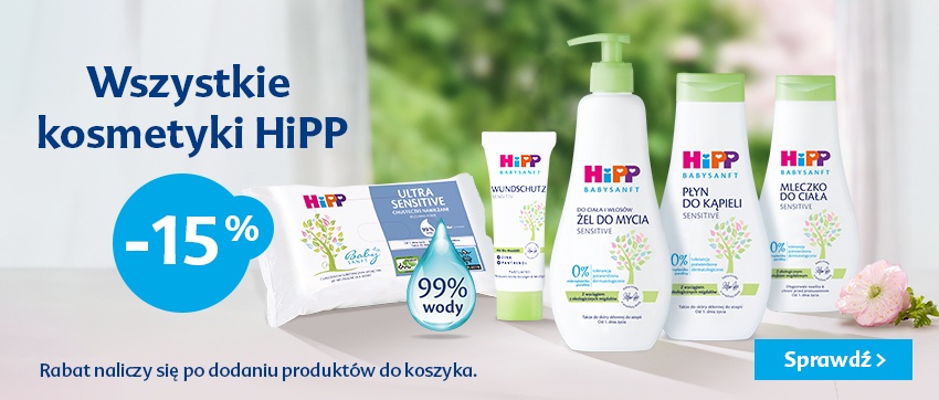 Alt: Grafiki reklamowe dla kosmetyków hipoalergicznych (HiPP). E-commerce wizualizacje produktów bio/eko dostępnych w Rossmannie.