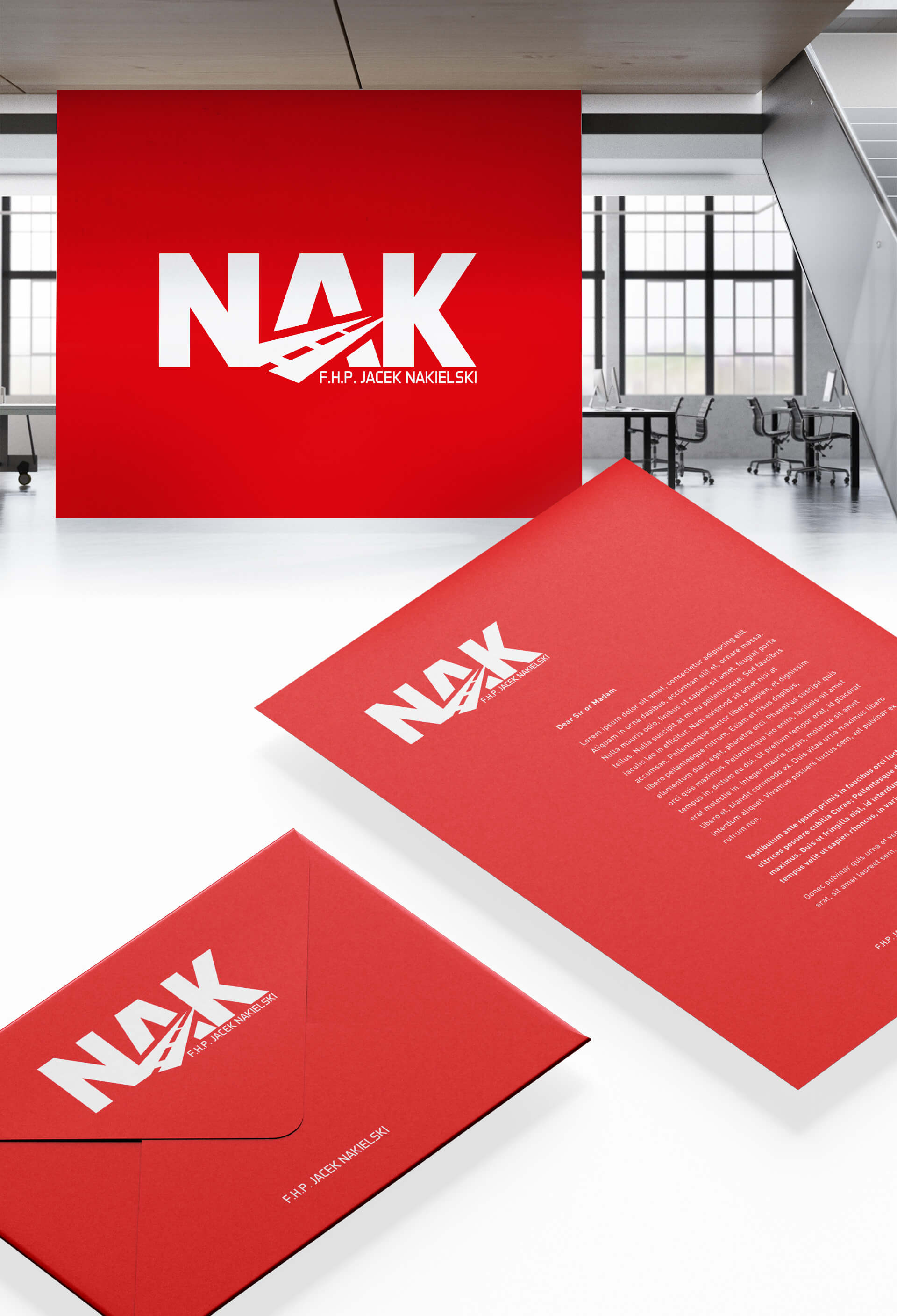 Logo design for the NAK Shipping and logistics company, an example in the transport industry.