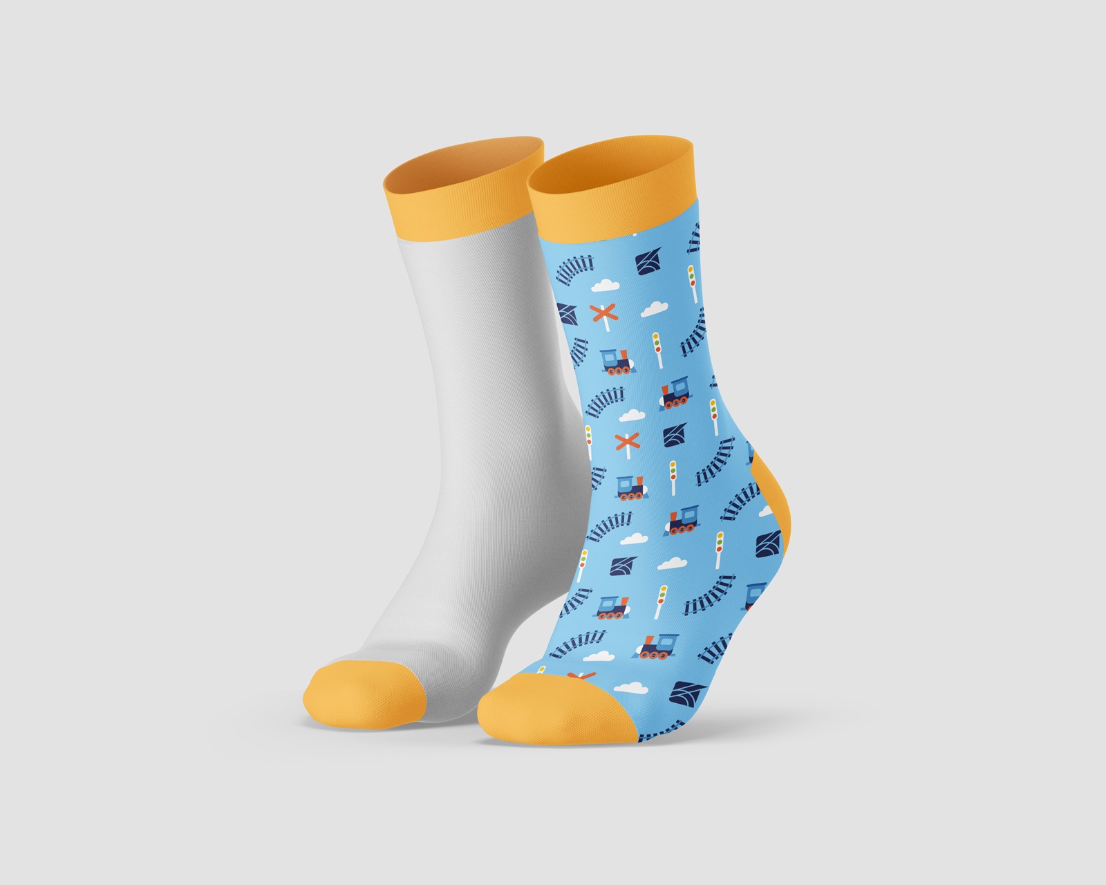 Production of advertising materials (e.g., for socks) by a creative agency. Explanation of the difference between primary and secondary packaging in the context of logistics.