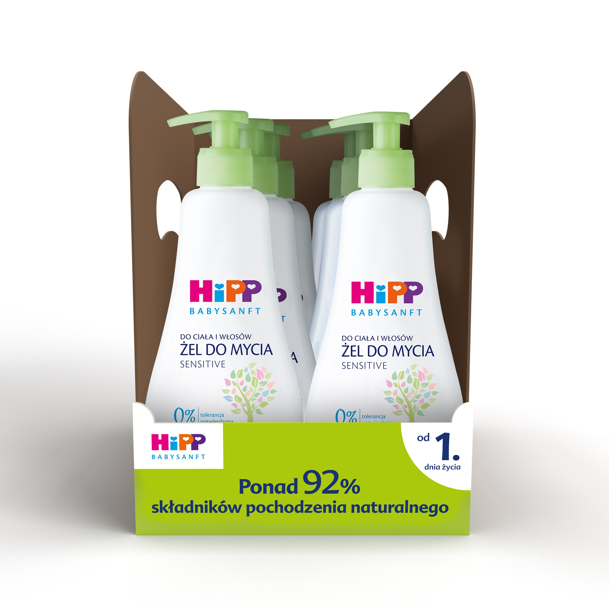 Visualization of a washing gel box. 3D render project for HIPP Infant Food and Hypoallergenic Cosmetics (from 1 year old), from organic farming.