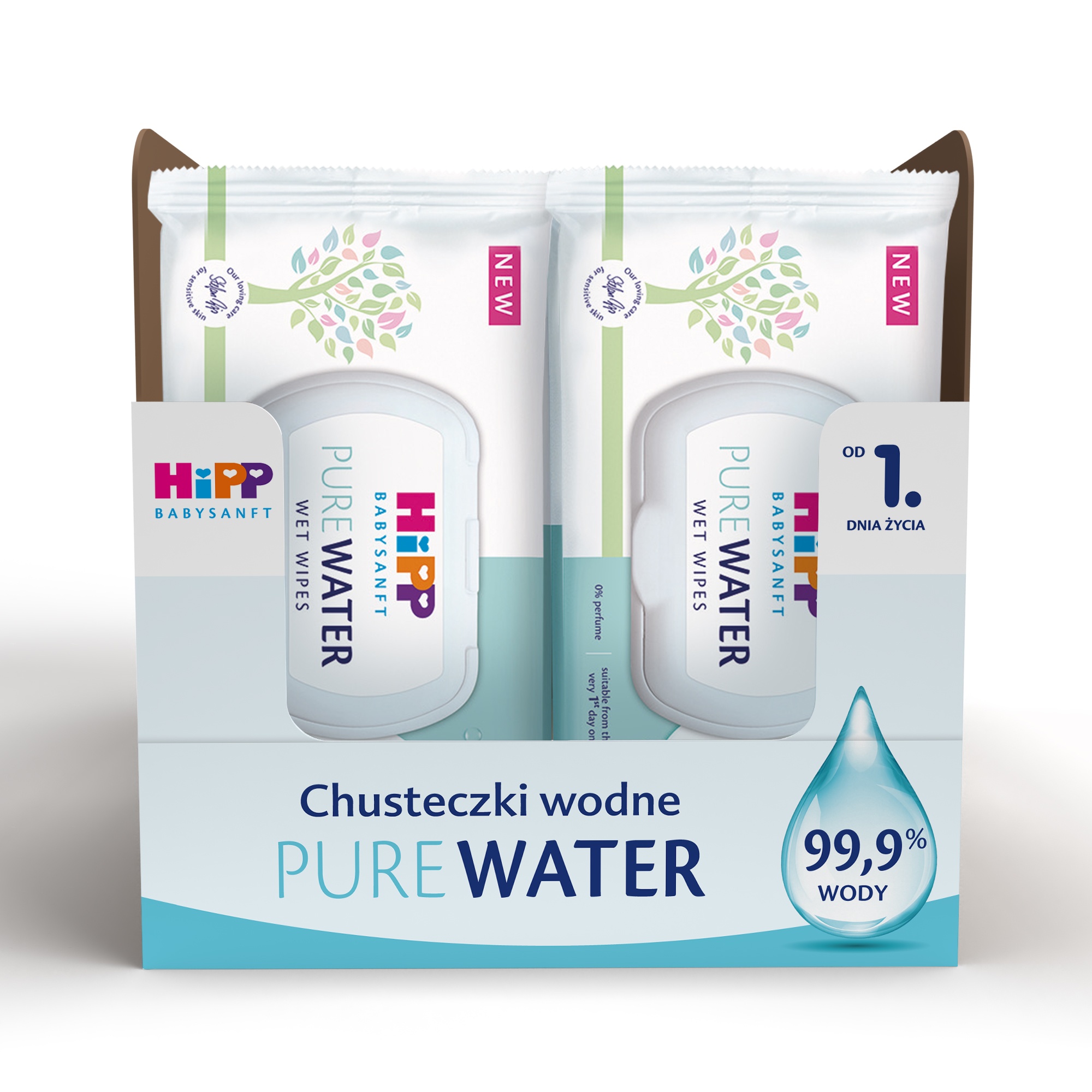 Visualization of a tissue box. 3D render project for HIPP Hypoallergenic Cosmetics (from 1 year old). Graphic in the context of organic/bio farming.